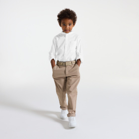 Бяла риза от памук и лен