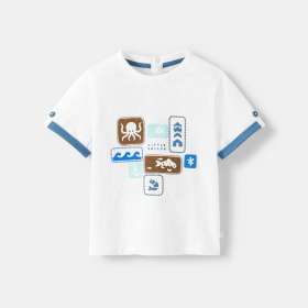 Бяла тениска с животни