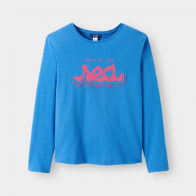 Синя тениска с надпис