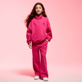 Розов спортен панталон с широки крачоли