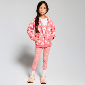 Многоцветен суитшърт с цип и флорален принт