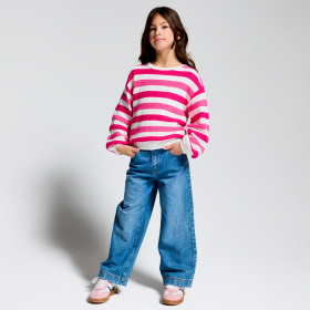 Розов раиран пуловер