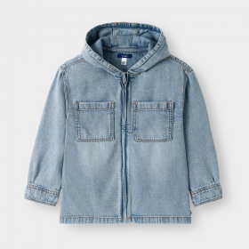 Синьо дънково яке с качулка