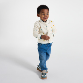 Бежов суитшърт с цип и принт