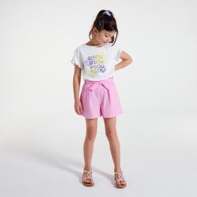 Розови къси панталони с панделка