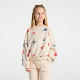 Бял суитшърт с флорален принт