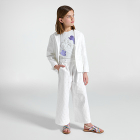 Бели панталони с широки крачоли на точки