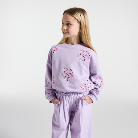 Лилав суитшърт с бродирани цветя