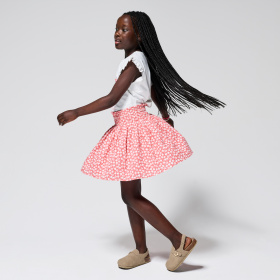 Розова пола с принт на плодове