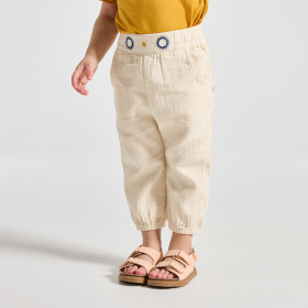 Бежови панталони от памучен плат