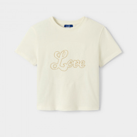 Бяла тениска бродиран надпис