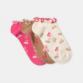 Комплект от 3 многоцветни чорапи с мотив на череша