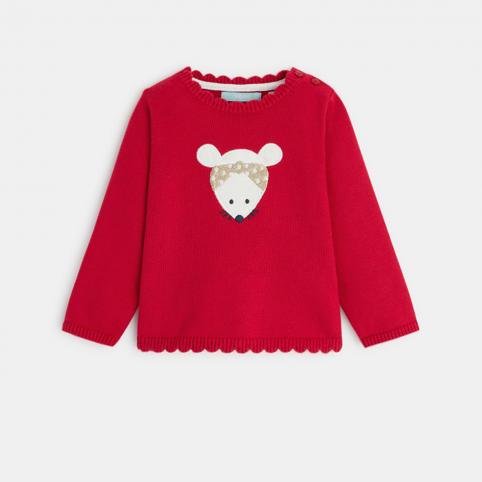 Червен пуловер с мишка