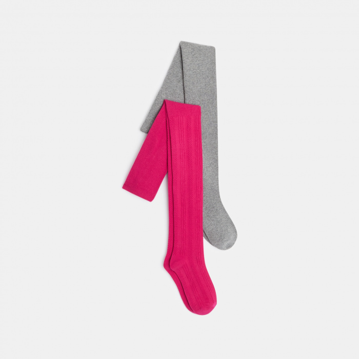 Розов топъл плетен чорапогащник (комплект от 2)