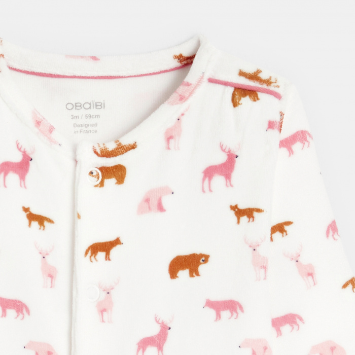Розова кадифена пижама с горски животни