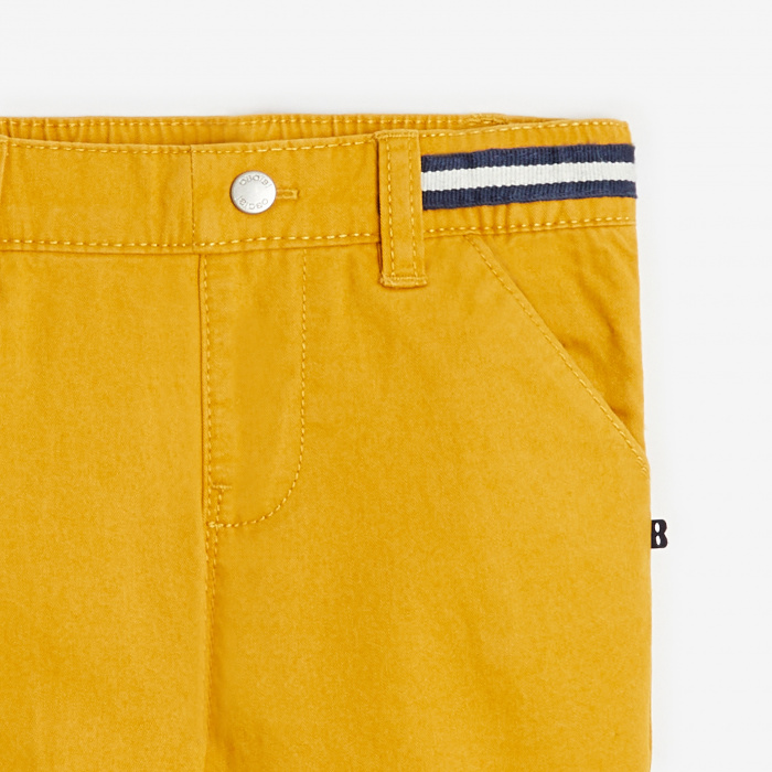 Жълт памучен панталон ластик на талията