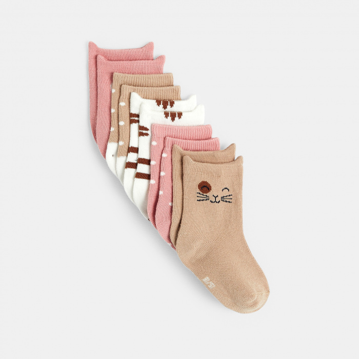 Чорапи с лица на животни и точки (комплект от 5 чифта)