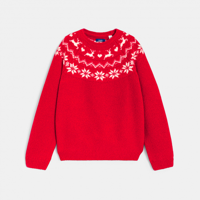 Червен коледен пуловер