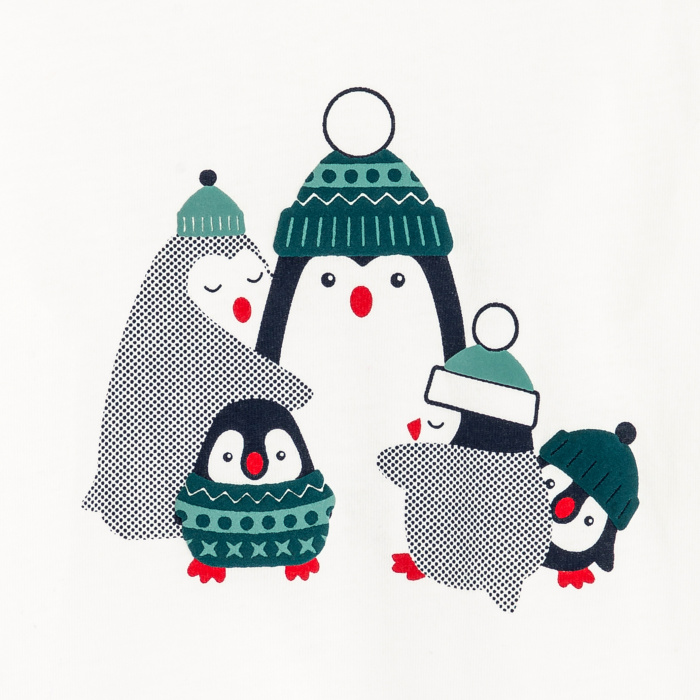 Бяла тениска с пингвини