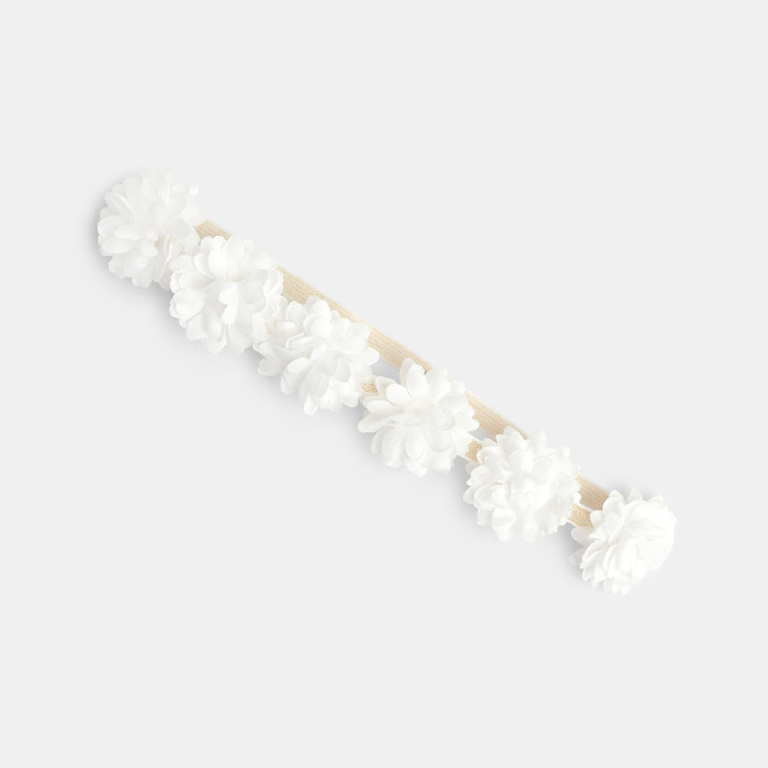 Бяла еластична лента за глава на цветя