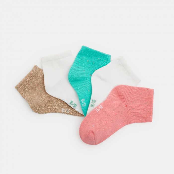 Многоцветни ниски чорапи на точки (опаковка от 5 бр.)