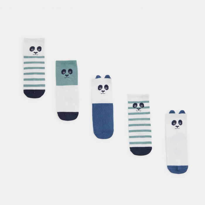 Сини чорапи с панда (комплект от 5 броя)