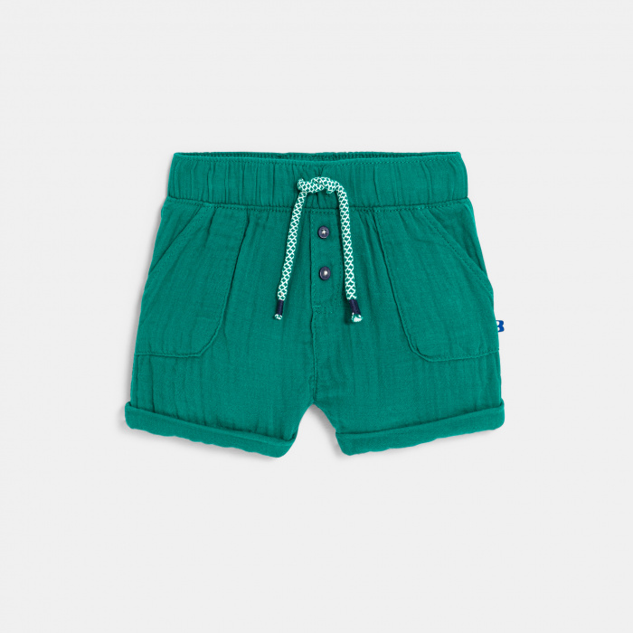 Памучни зелени релефни къси панталонки