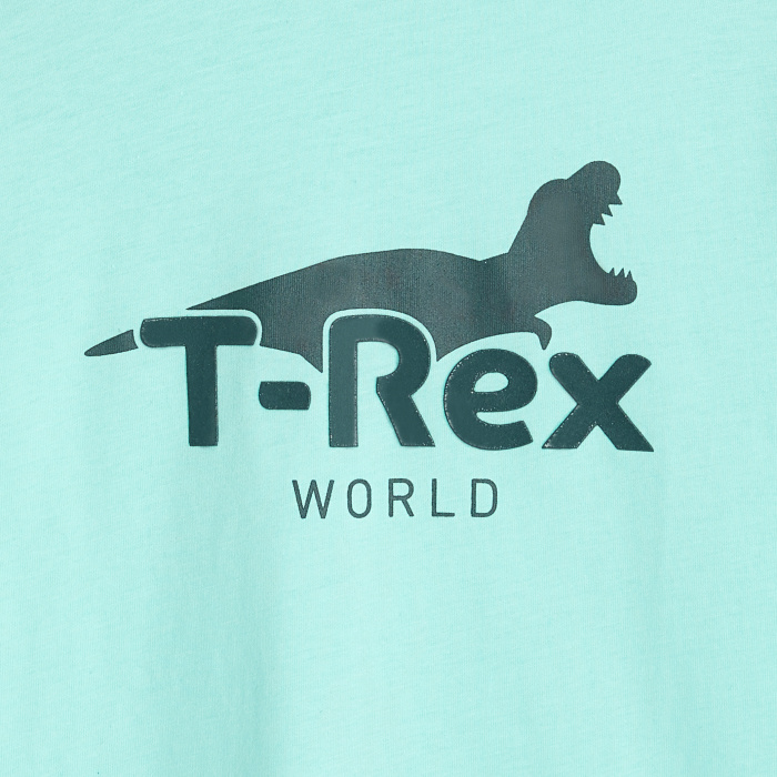 Синя тениска с щампа на динозавър