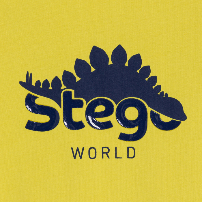Жълта тениска с щампа на динозавър