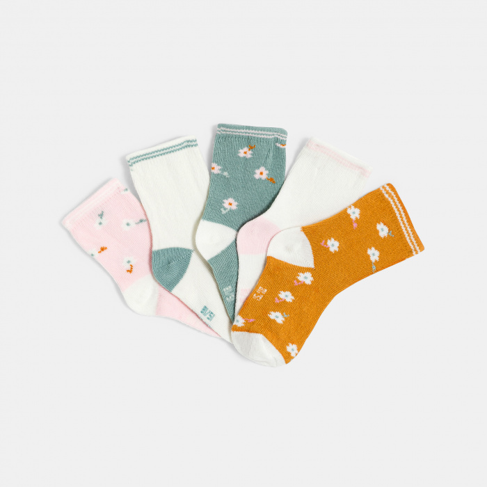 Многоцветни жакардови чорапи на цветя (пакет от 5 бр.)