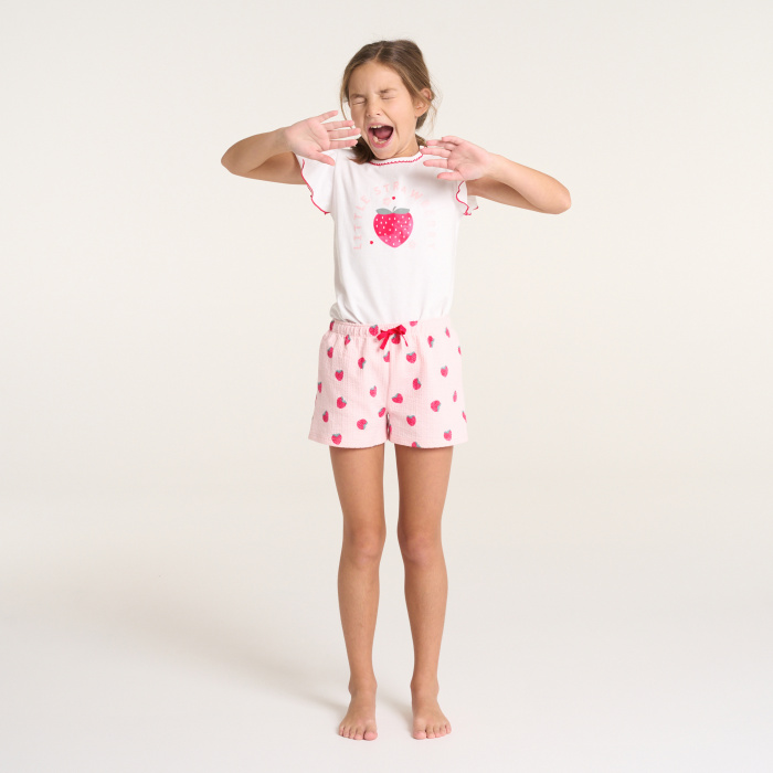 Лятна пижама от 2 части с ягодова шарка
