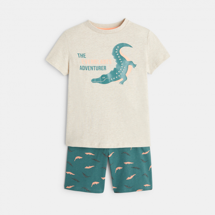 Къса пижама с щампа крокодил