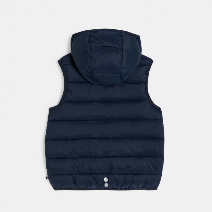 Тъмносиьо пухено яке без ръкави