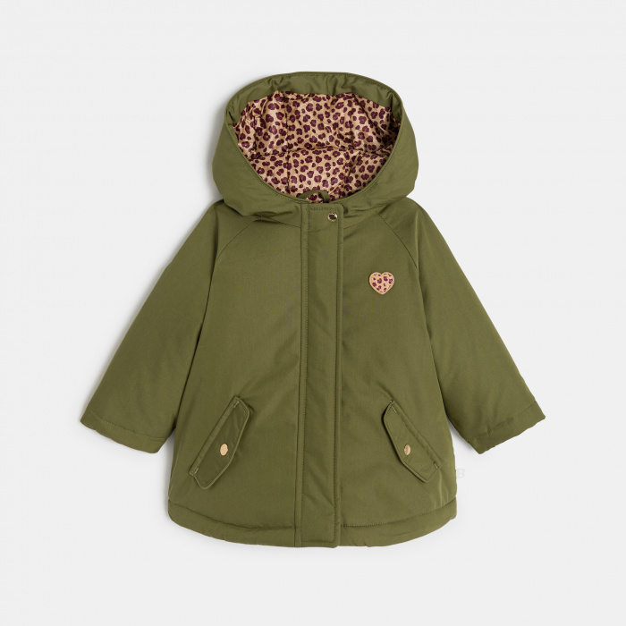 Парка в цвят каки с леопардова подплата