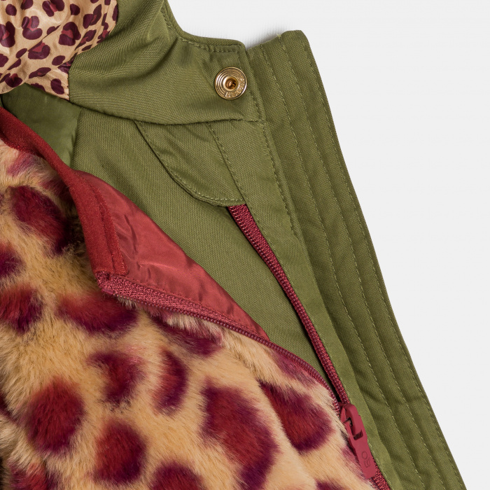Парка в цвят каки с леопардова подплата