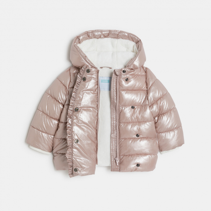 Блестящо розово ватирано яке с подплата и качулка