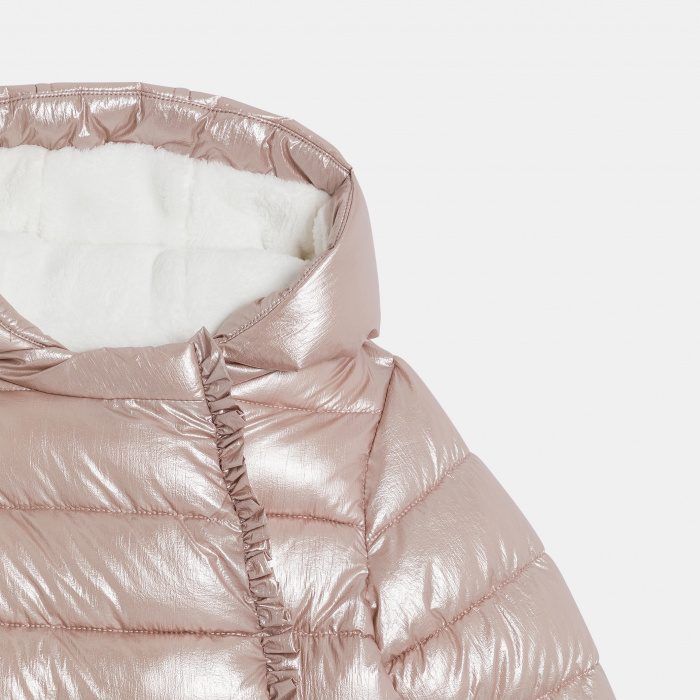 Блестящо розово ватирано яке с подплата и качулка