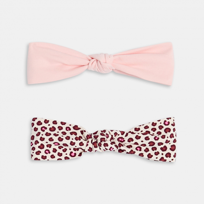 Розова шарена лента за глава (комплект от 2 бр.)