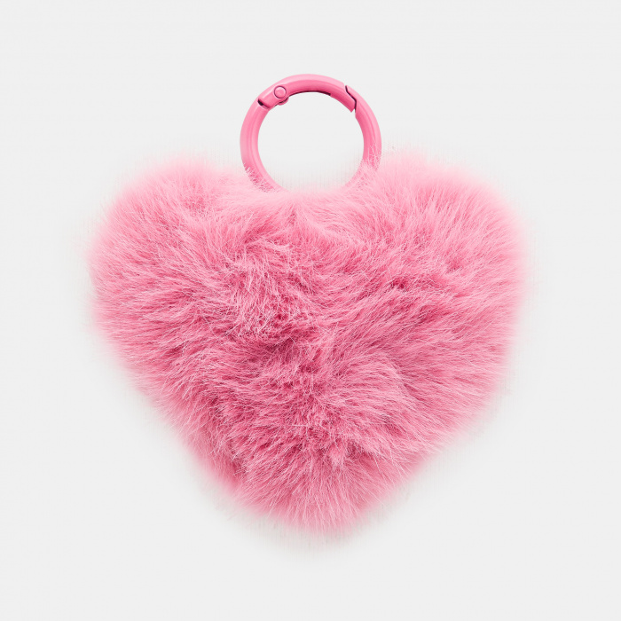 Розов ключодържател за сърце от изкуствена кожа