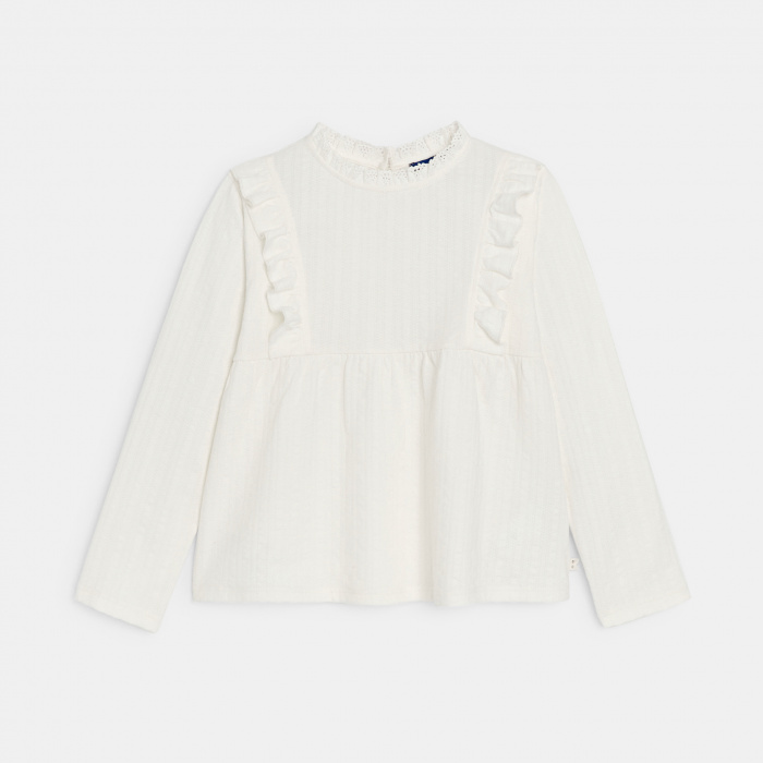 Бяла блуза с волани