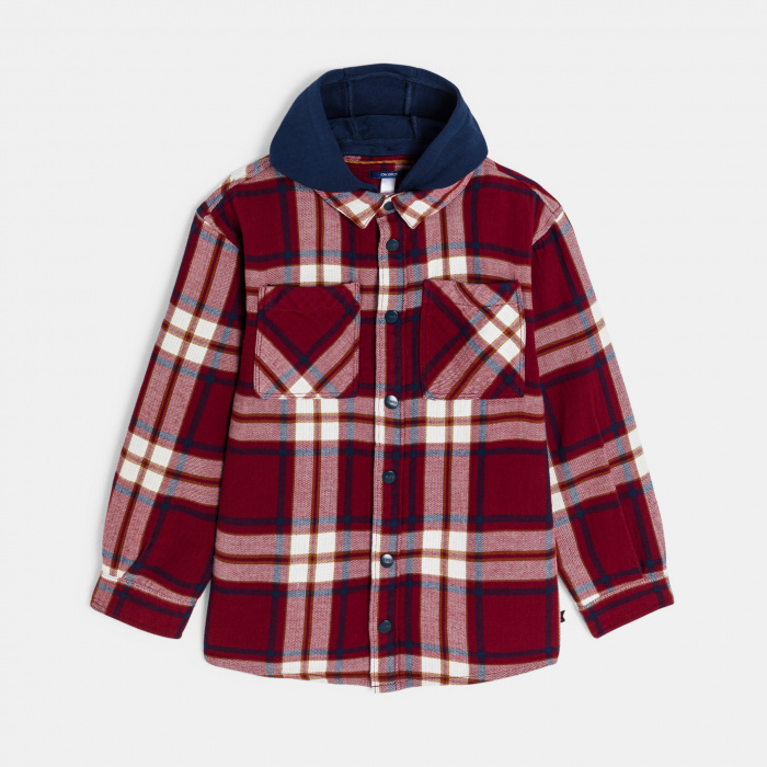 Червена карирана риза с качулка