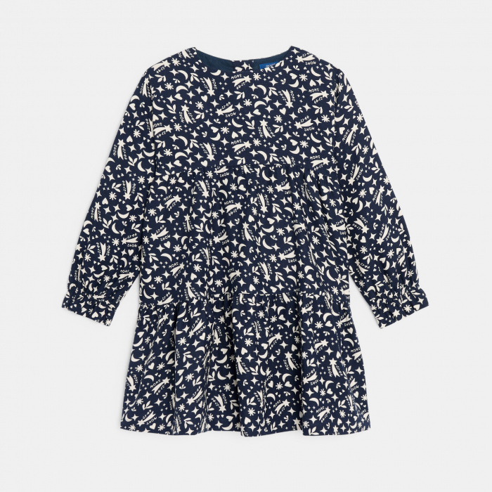 Тъмносиня рокля с дълги ръкави