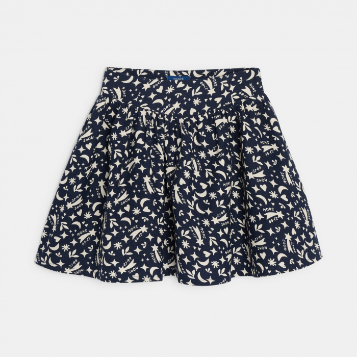 Тъмносиня къса пола с щампа