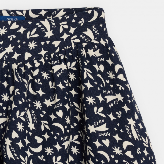 Тъмносиня къса пола с щампа