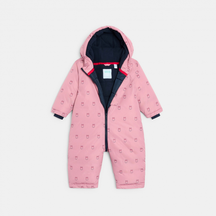 Розов снежен гащеризон със заек