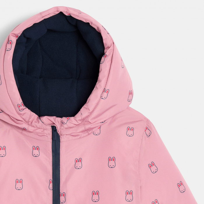 Розов снежен гащеризон със заек