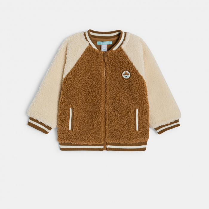 Кафяво бейзболно яке от шерпа