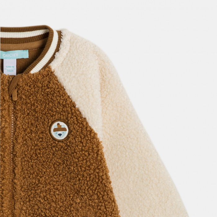 Кафяво бейзболно яке от шерпа