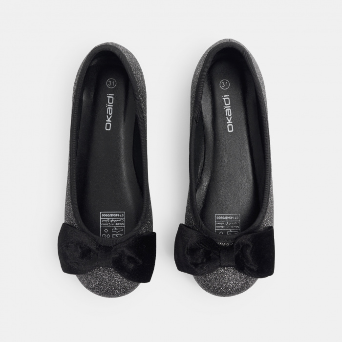 Черни балеринки с брокат