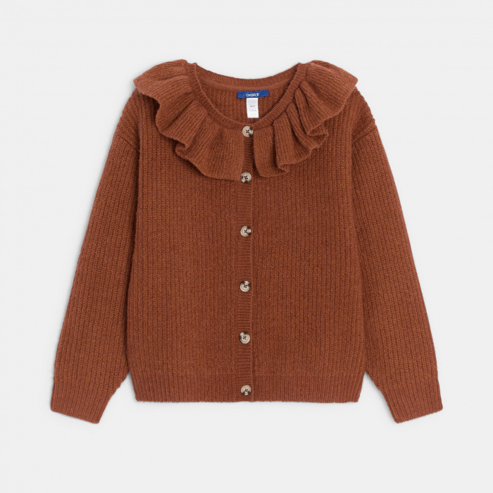 Кафява плетена жилетка